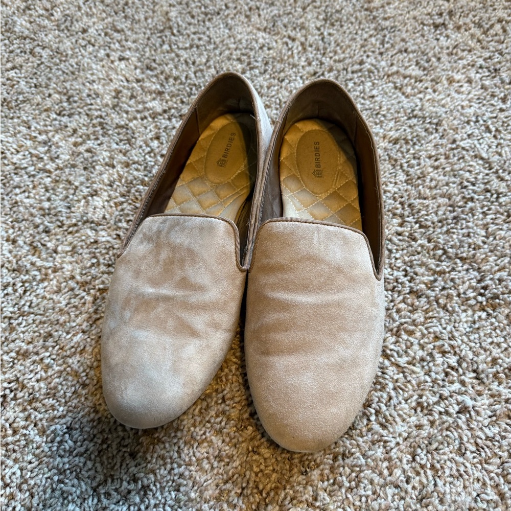 BIRDIES Suede Women’s Slip-On Taupe Loafers - Picture 4 of 6